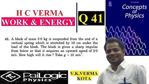 H C VERMA | WORK & ENERGY |CHAPTER 8 Q41.A block of mass 5.0 kg is suspended from the end of a verti
