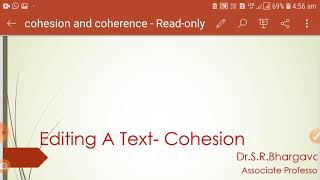 Cohesion in the Editing of a text