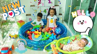 Luiza E Lorenzo Brincando Na Piscina De Bolinha E Aprendendo As Cores. Kids Playing And Learning