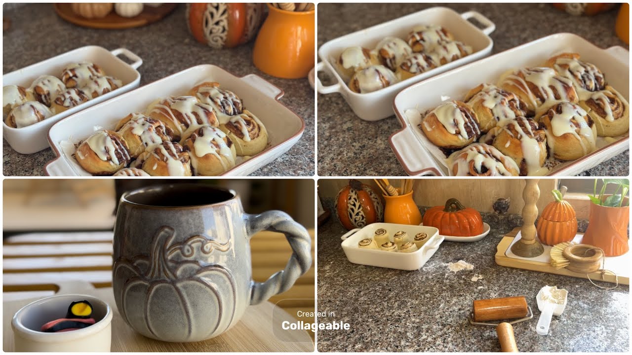 ريحة قرفة وحركة اخيرة تاخذ العجينة لمكان ثاني😍🍂🍁عملت ياقطينة من نسيجي😂 وبقايا البيت 