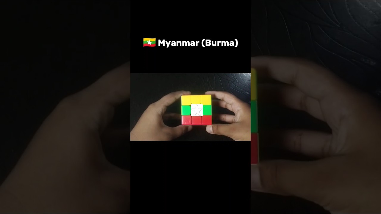 Easy Myanmar ( Burma) Flag Pattern🇲🇲🇲🇲  in 3x3 cube 