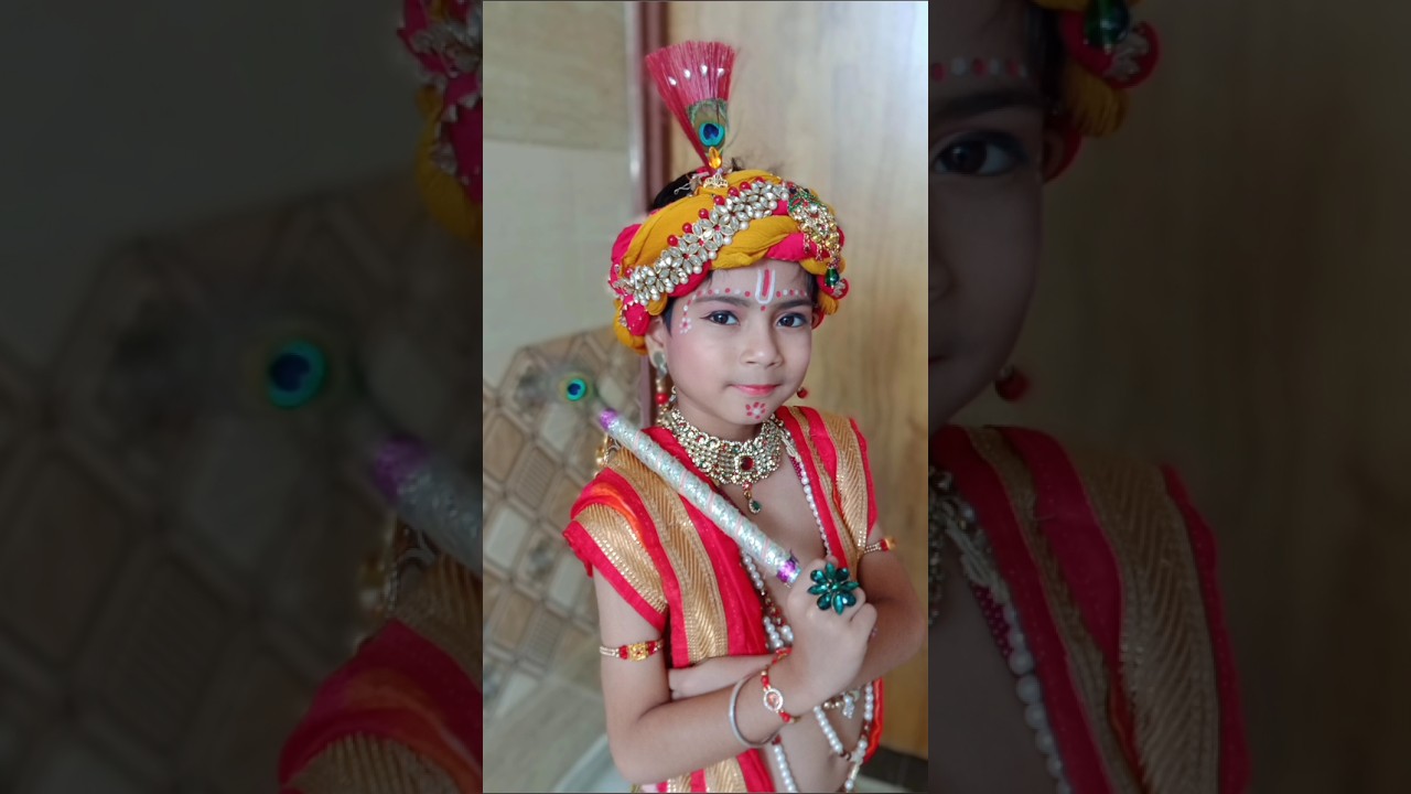 Krishna Pagdi Making At home | How to tie turban with dupatta | #shorts #shortsfeed #yt #janmashtami