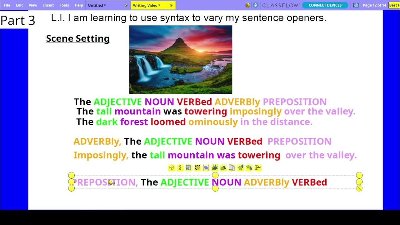 Creative Writing - Part 3 (Using syntax to vary sentence openers using ...