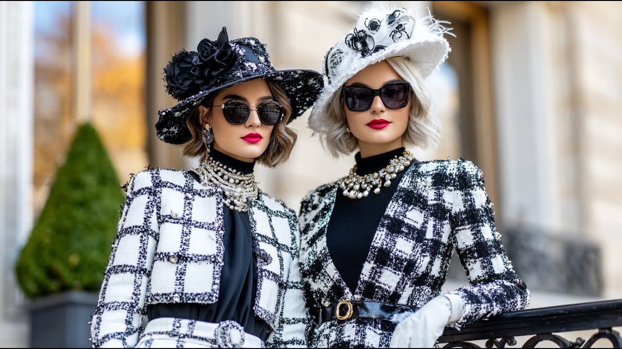Монохромный зимний стиль CHANEL | Элегантная черно-белая мода и парижский зимний шик