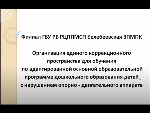 Организация единого коррекционного пространства для обучения по АООП ДО детей с НОДА ГБУ РБ РЦППМСП