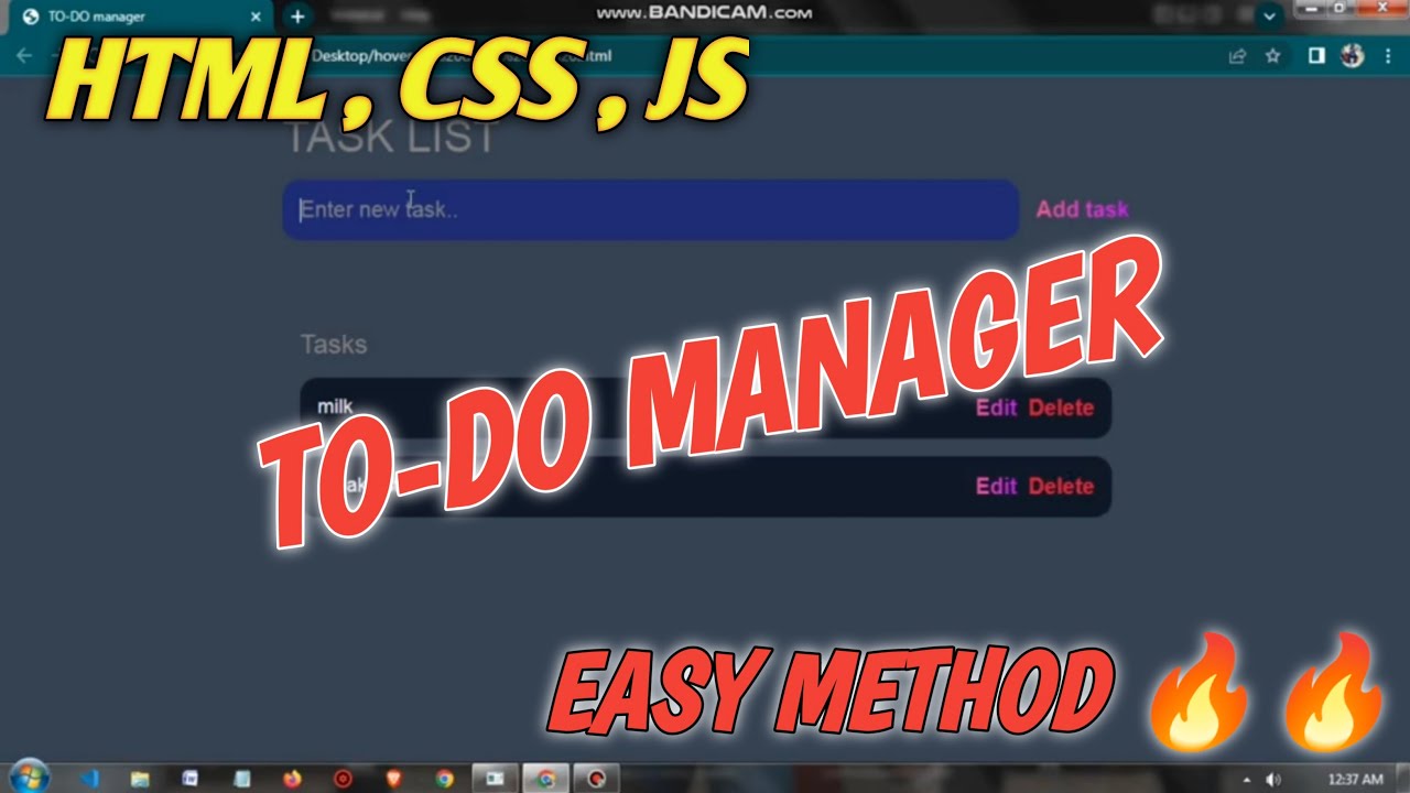 HOW TO MAKE RESPONSIVE TO-DO LIST MANAGER BY USING HTML,CSS,JS PART-1 ...