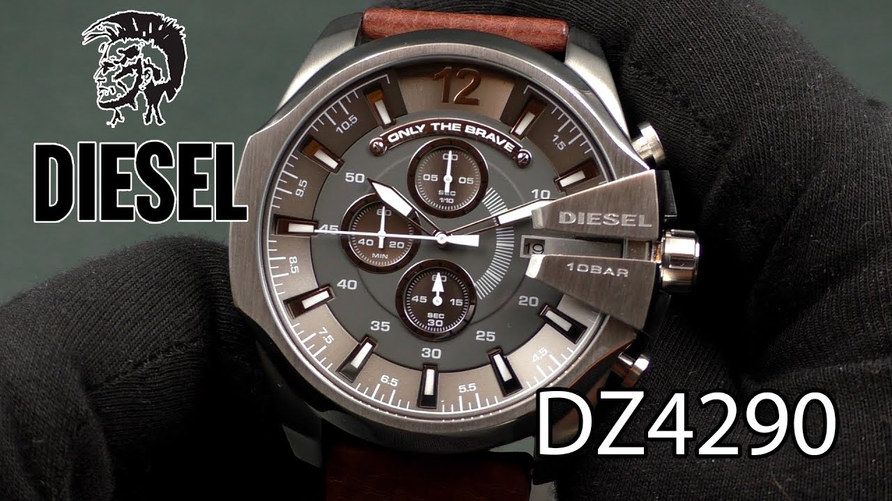 Diesel Mega Chief XL DZ4290 Chronograph Leather Strap Watch - YouTube