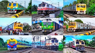[ 10 in 1] Multicolored Speedy EMU Local + Express \& Freight Trains Skip Through Railgate \& Station
