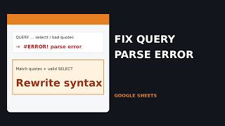 How to Fix QUERY Parse Error in Google Sheets
