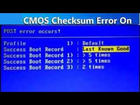 Post Error Occur CMOS CheckSum Errors - YouTube