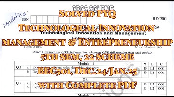 Technological Innovation Manag. & Entrepre.., solved pyq, 22 scheam, dec.24/jan.25, BEC501, with PDF
