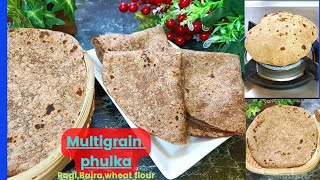 Perfect ,soft phulka with Multigrain  Aata | बाजरा, रागी और गेहूं के आटे को मिलाकर बनाए नरम फुल्का | screenshot 2