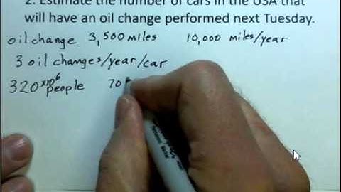 Fermi Problem, Number of Oil Changes on One Day in USA