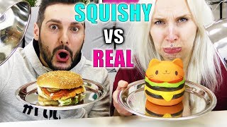 SQUISHY FOOD VS REAL FOOD Challenge  Kaan VS Nina Slow Rising Spielzeug gegen richtiges Essen