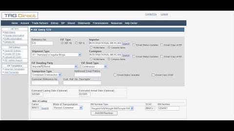 Importer Security Filing Web-based Direct Filing