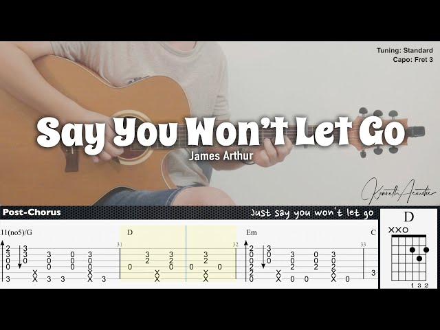 Say You Won’t Let Go - James Arthur | Fingerstyle Guitar | TAB + Chords + Lyrics class=