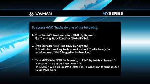 5.  How to use your Navman MY-Series 2010 | 4WD Tracks