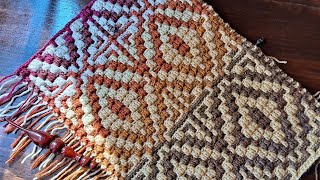 Mosaic Crochet Pattern #32  MULTIPLE 22 + 4  Work Flat or In The Round