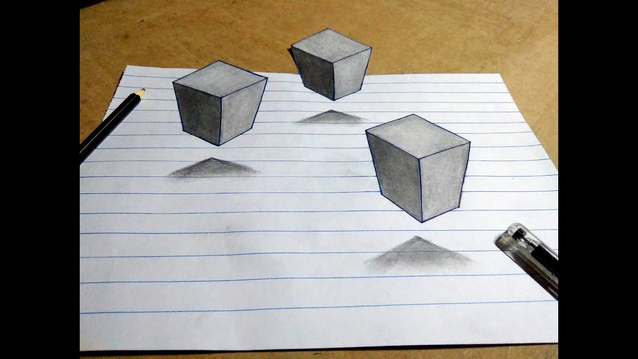 Drawing a 3d floating square step by step || pencil sketch - YouTube