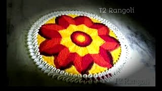 Colour full 3d rangoli/easy Muggu/for beginners kolam/T2 Rangoli