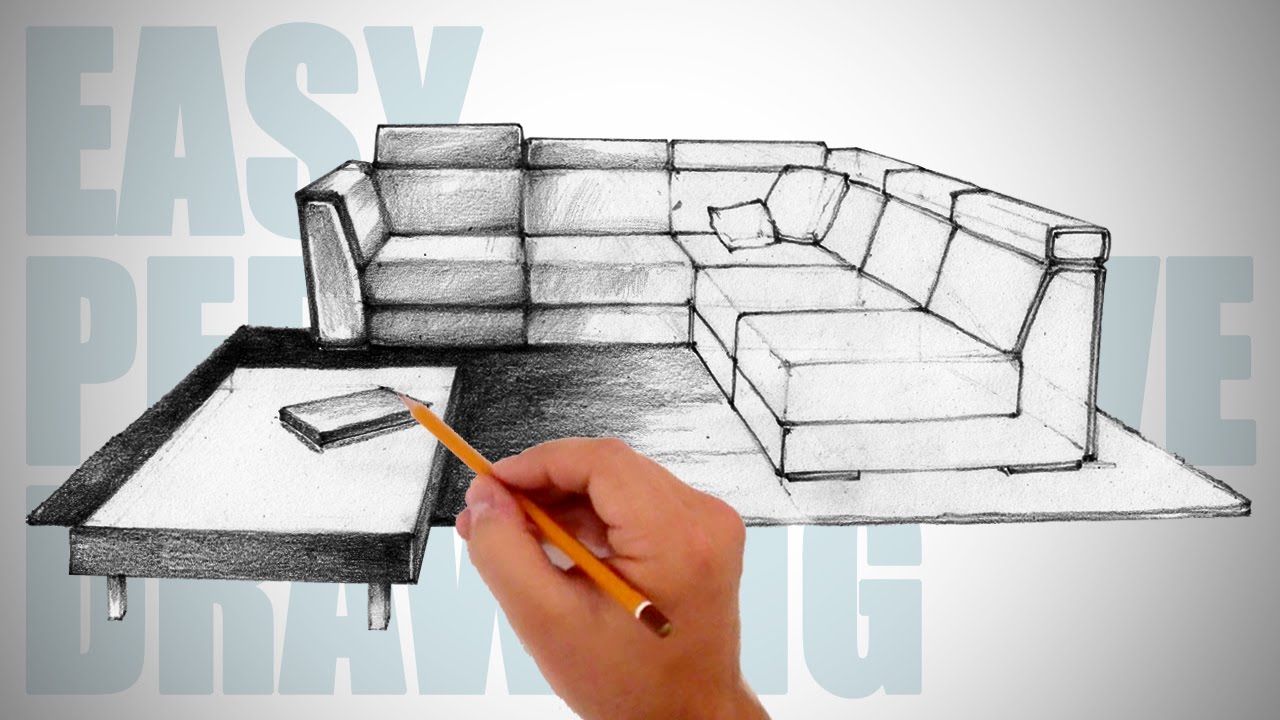 How To Draw Furniture Easy Perspective Drawing 12 Youtube