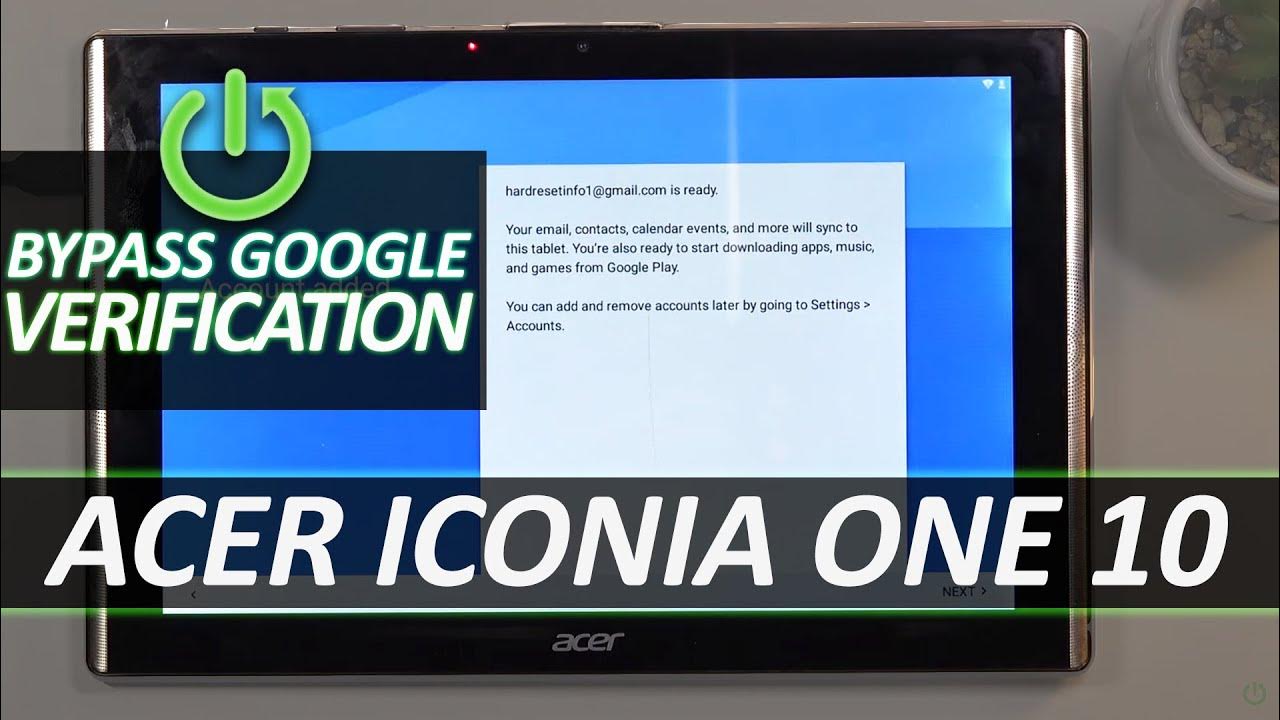 Acer Iconia One 10 Reset Google Account www.youtube.com