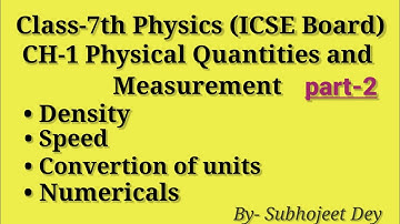 Class - VII ICSE Board Physics Ch - 1 Physical Quantities and Measurement (PART-2)