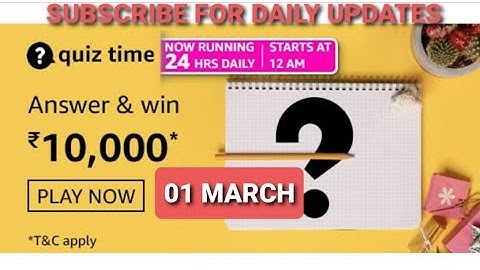 AMAZON DAILY QUIZ TODAY ANSWERS | 01 MARCH | AMAZON QUIZ TODAY| FLIPKART QUIZ TODAY|Amazon quiz