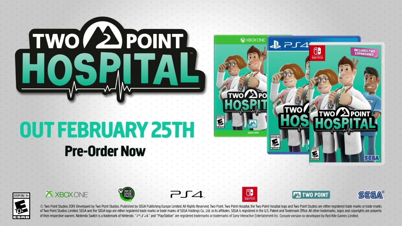 Two Point Hospital (Playstation 4 / PS4) includes Bigfoot and Pebberley  Island expansions 