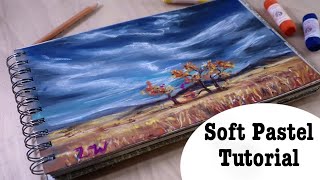 Soft pastel Fall landscape || sketchbook art || Mungyo Gallery pastel demo screenshot 4