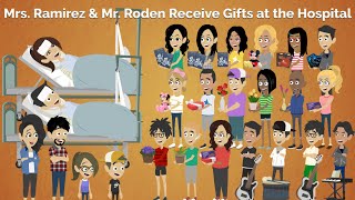 Mrs. Ramirez and Mr. Roden Receive Gifts at the Hospital