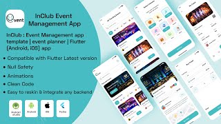 InClub : Event Management app template | event planner | Flutter (Android, iOS) app