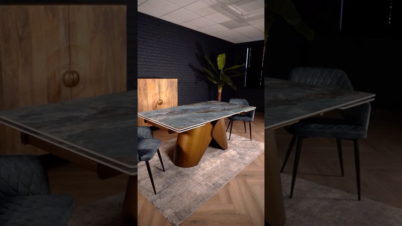 Meet the Nemesis Extendable Dining Table in Crystal Blue. Stylish yet practical 