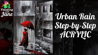Urban Rain Step by Step Acrylic Painting on Canvas for Beginners