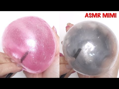 【ASMR】スライム風船あそび！ふくらます音、つぶす音　Inflating the Slime ballon Sound binaural - No talking