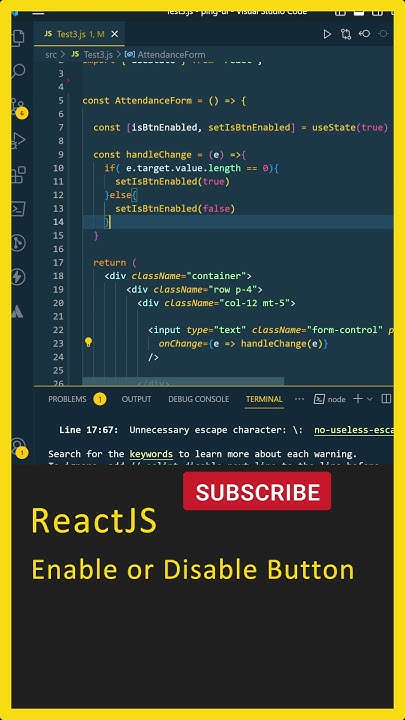 React JS Tutorial, React Form (Enable/Disable Button), React JS in ...