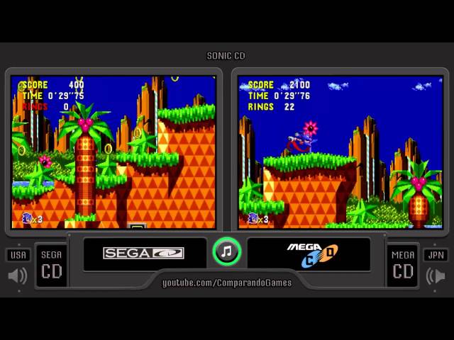 Regional Differences [13] Sonic Cd (Sega Cd vs Mega Cd) Side by Side Comparison class=