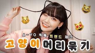 언니 이 머리 어떻게 묶어요?!😿 (고양이 머리 묶기, 틱톡트렌드)