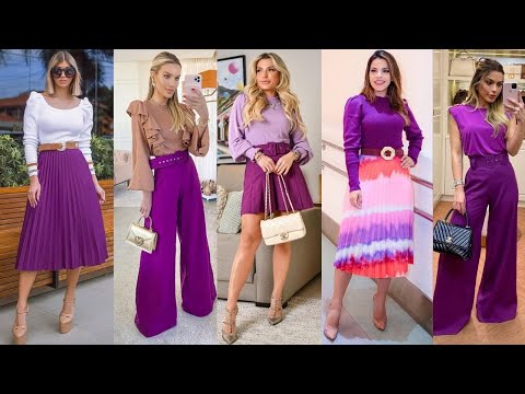 MODA 2020 MUJER LOOKS USANDO EL COLOR PÚRPURA VIOLETA Y MORADO TENDENCIAS  DE MODA 2020 - YouTube