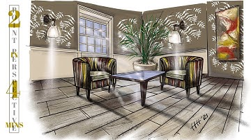 PROCREATE Tutorial Interior Design - TWO POINT PERSPECTIVE in 4 MINUTES | HH Design