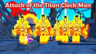 Attack of the Titan Clock Man Roblox Toilet Tower Defense