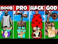 Minecraft Battle FAMILY GRANNY SIREN HEAD HOUSE CHALLENGE - NOOB vs PRO vs HACKER vs GOD Animation