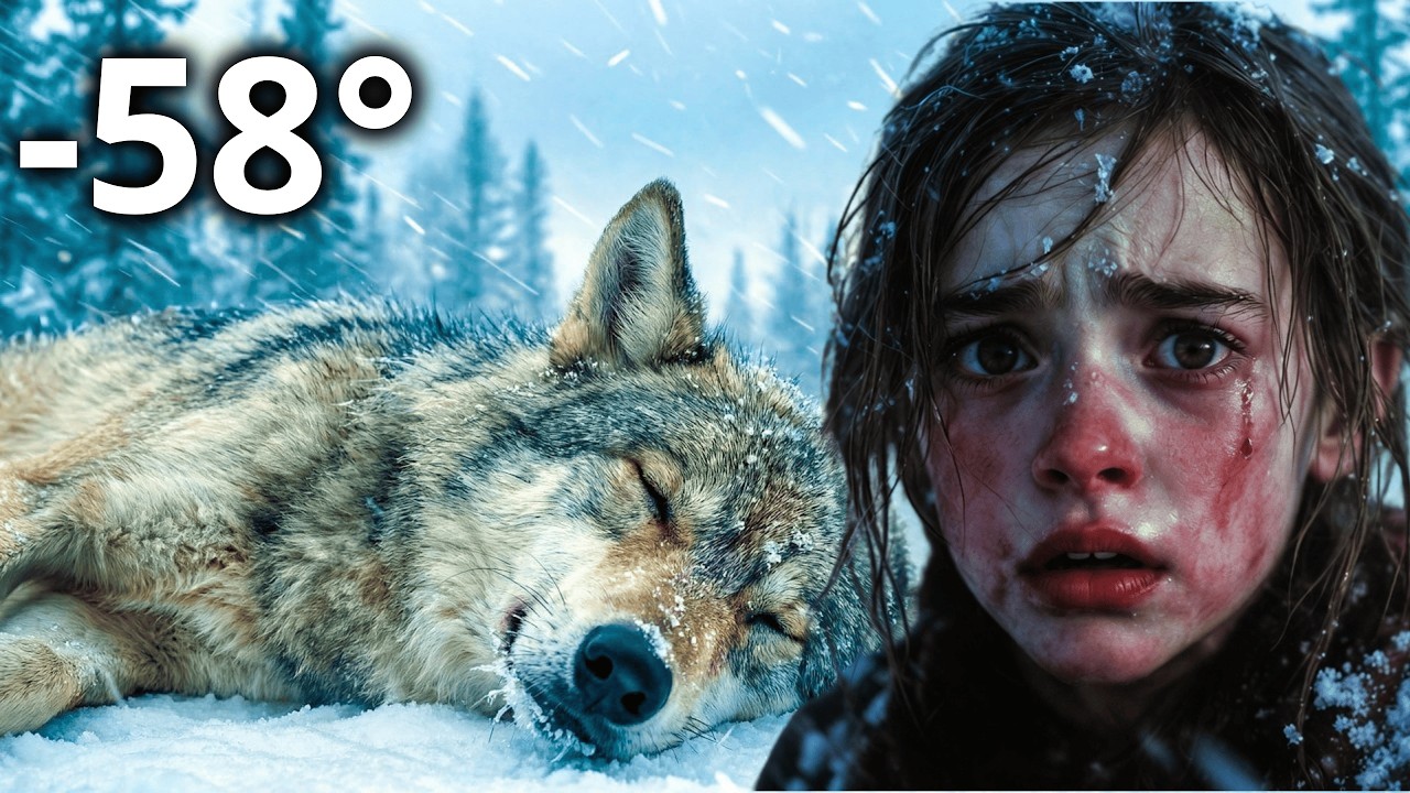 Girl rescues injured wolf abandoned in the snow -58°