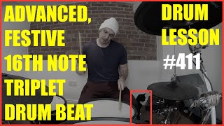 Advanced, Festive 16th Note Triplet Groove - Drum Lesson #411
