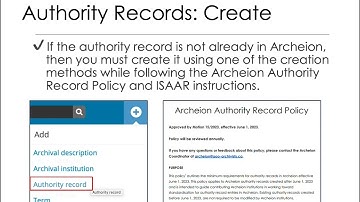 2023 - Section 4: Authority Records - Getting Started with Archeion for AAO Institutional Members