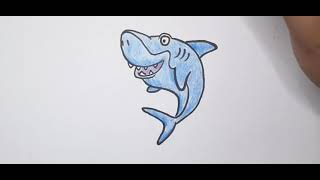 How to Drawing  And Painting A Cute Shark