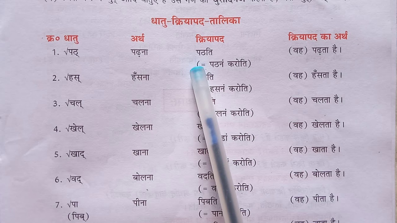 संस्कृतव्याकरण धातु क्रियापरिचय Sanskrit verbs introduction YouTube