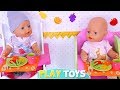 Baby Born Twin Dolls Cooking with Kitchen Toys! 🎀