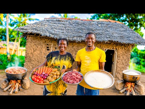 Cooking With My Husband ❤️ Vegetable Rice & Beef Stew in the Village 🔥
