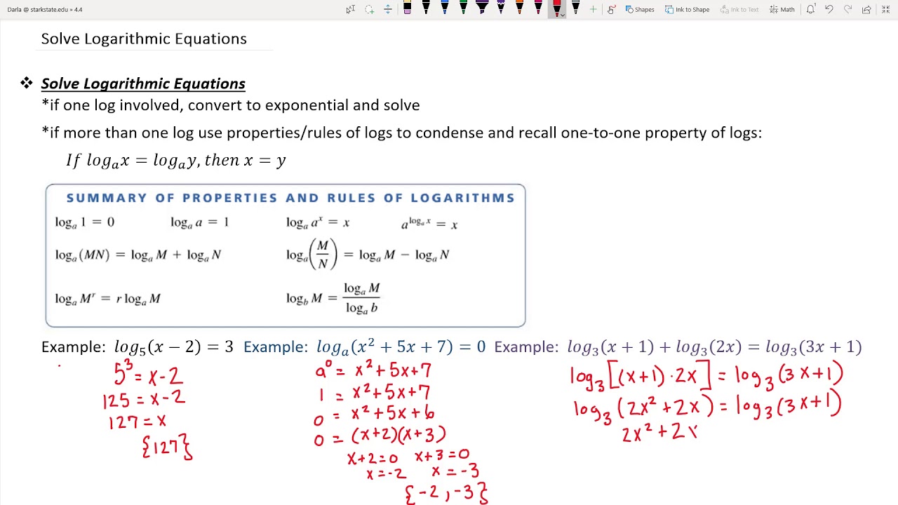 4 4 Solving Logarithmic Equations - YouTube